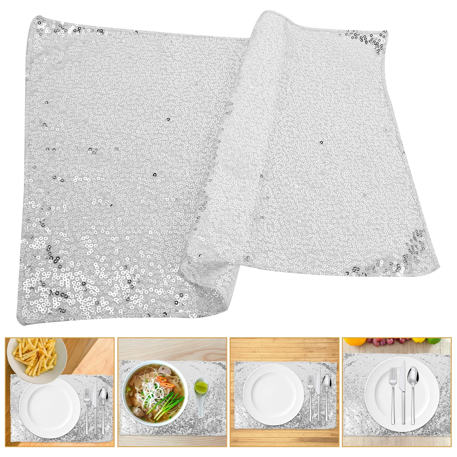 4pcs Polyester Placemats Non-Slip Washable Dining Table Mats Reusable Waterproof Tableware Mat For Home Restaurant Family Buffet
