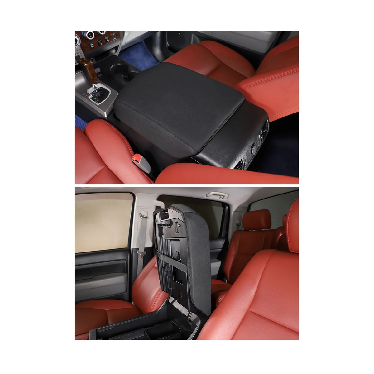 For Toyota Tundra 2007 2008 2009 2010 2011 2012 2013 Car Center Seat Armrest Box Protective Cover Accessories - Black