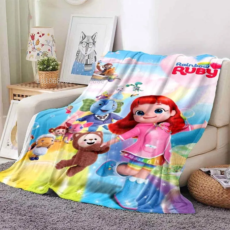 Cartoon Series Rainbow Ruby Children's Blanket Lulu and Bear Cute Blanket Intelligence and Adventure Blanket Photo Customized