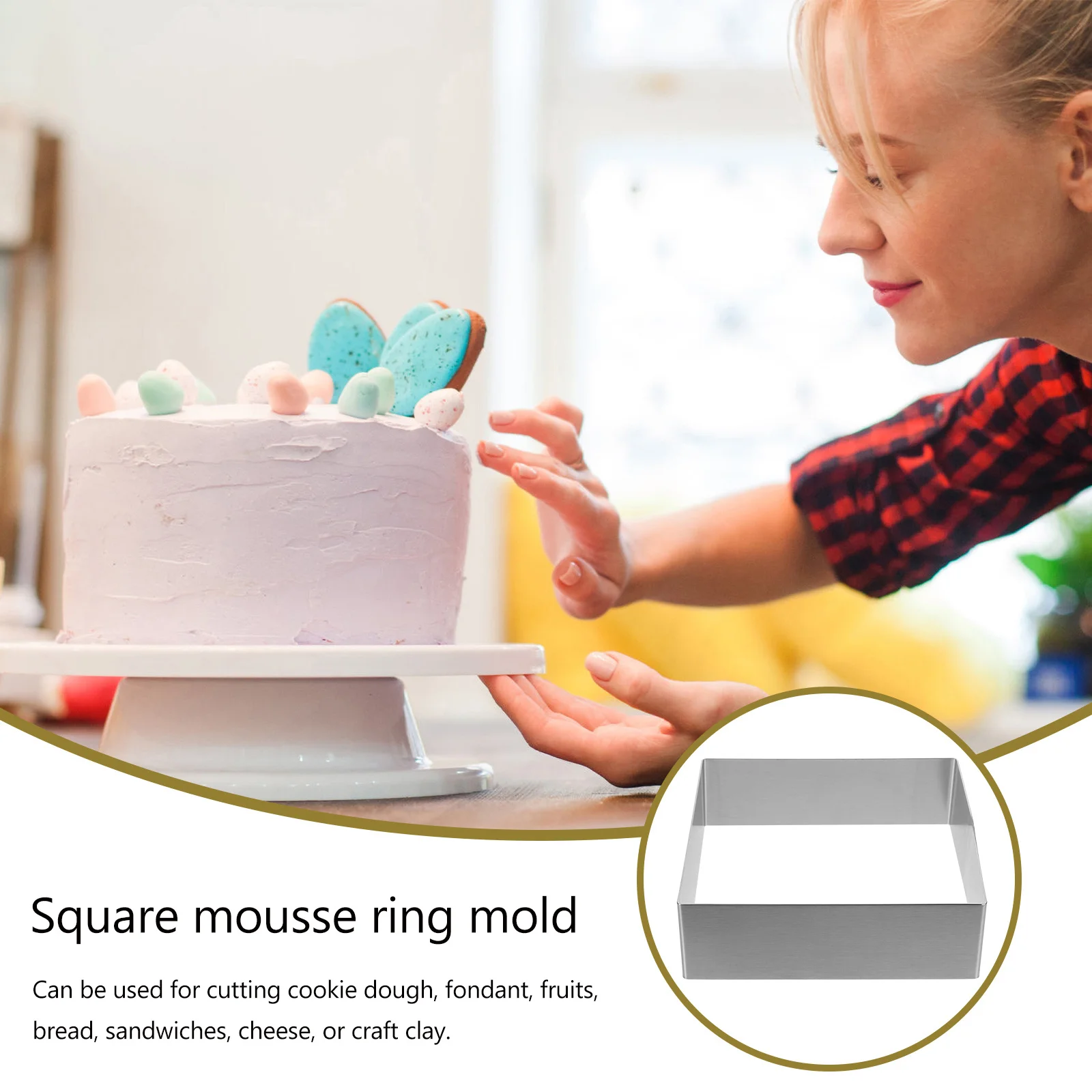 

Square Stainless Steel Cake Inch Reusable Mould for Baking Cookies Fondant Cheese Craft Clay Cutting Cake