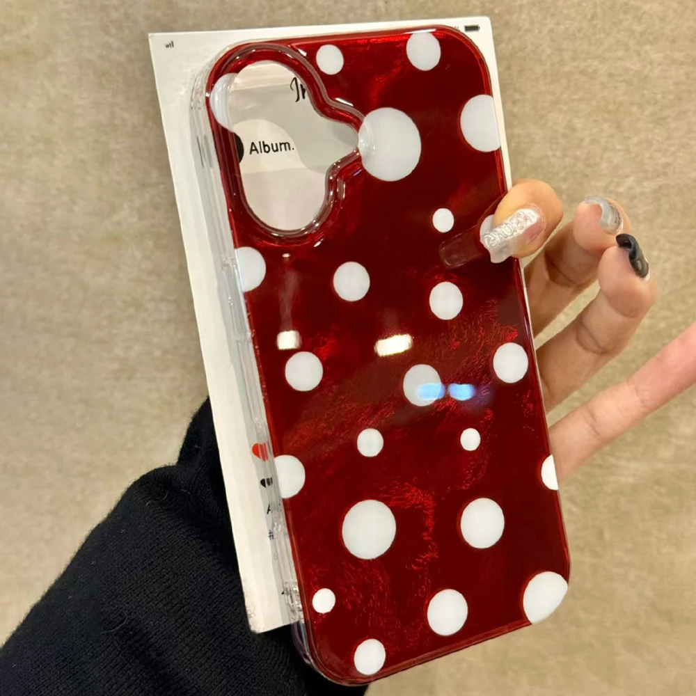 Weihnachten rote kreisförmige Punkte Farbverlauf Handyhülle für iPhone 17 Air 16 16e 15 14 13 12 Pro Max 7 8 Plus X XS XR SE 2022 2020 Cover