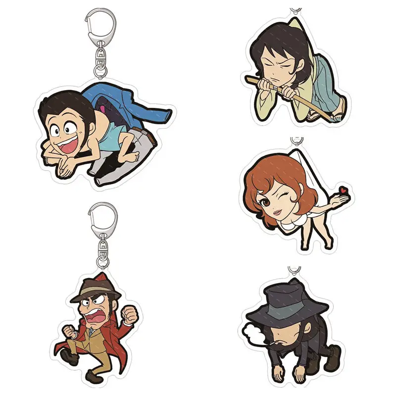 Lupin III Acrylic Keychain Cute Anime Figure Key Rings Double-sided Clear Pendant Bag Charm Hanging Ornament Xmas Gift Men Women