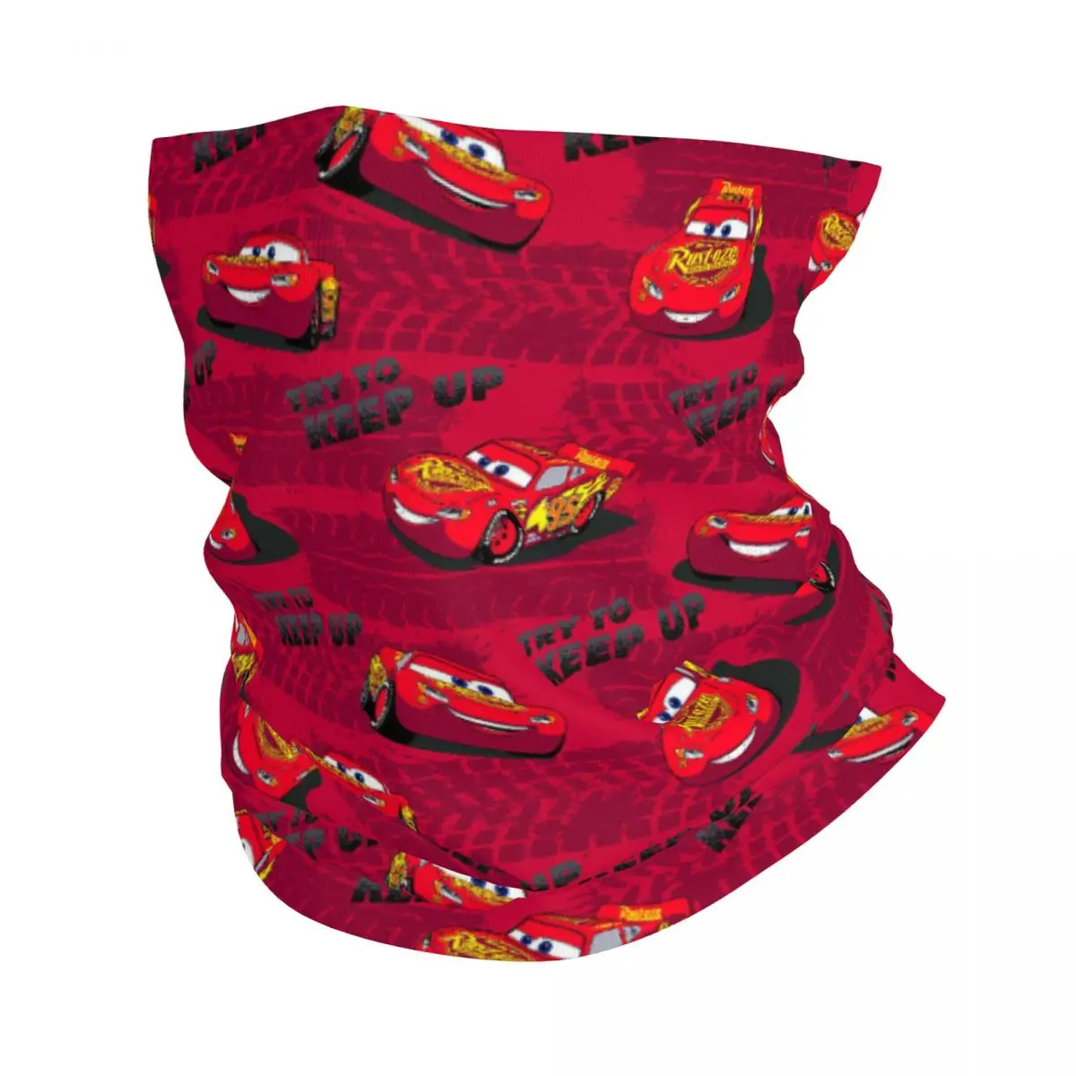 Custom Lightning McQueen Bandana Neck Gaiter for Hiking Camping Women Men Wrap Scarf Cars Cartoon Headband Warmer