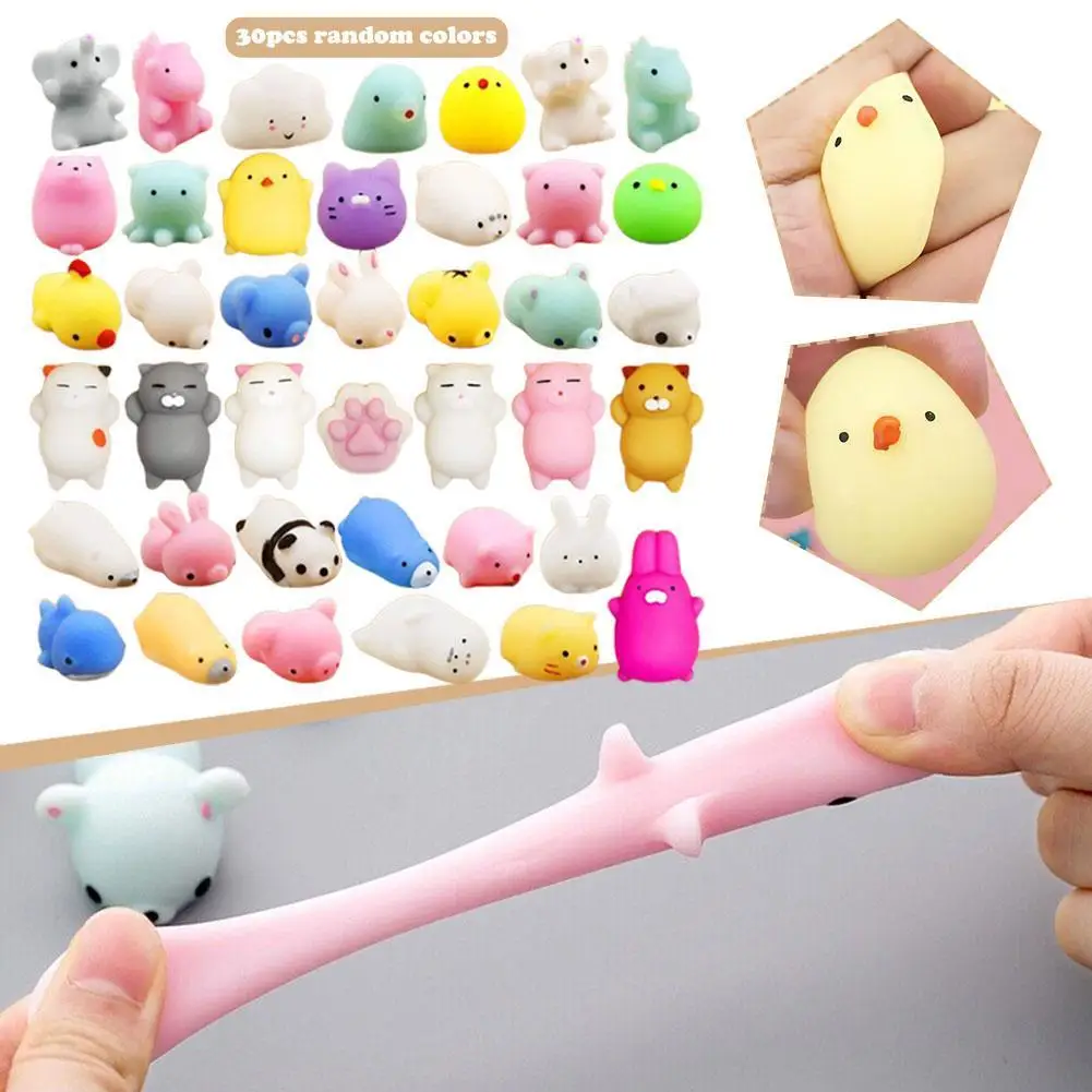 30Pcs Kawaii Squishies Mochi Animal Toys Mini Anxiety Stress Relief Toys for Adults Kids Party Favors