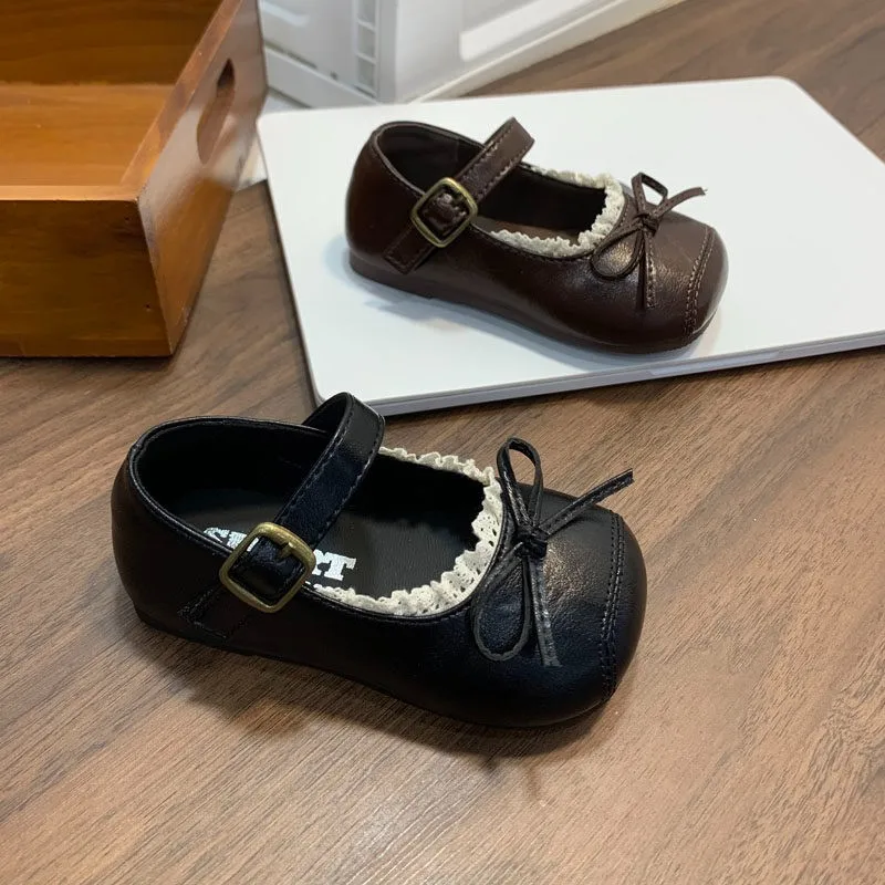 Baby-Lauflernschuhe Süße Einfache Schleifen Mädchen Flache Schuhe Weiche Sohle 2026 Brandneue Kinder-Lederschuhe Rutschfest Trendig – Detail 6