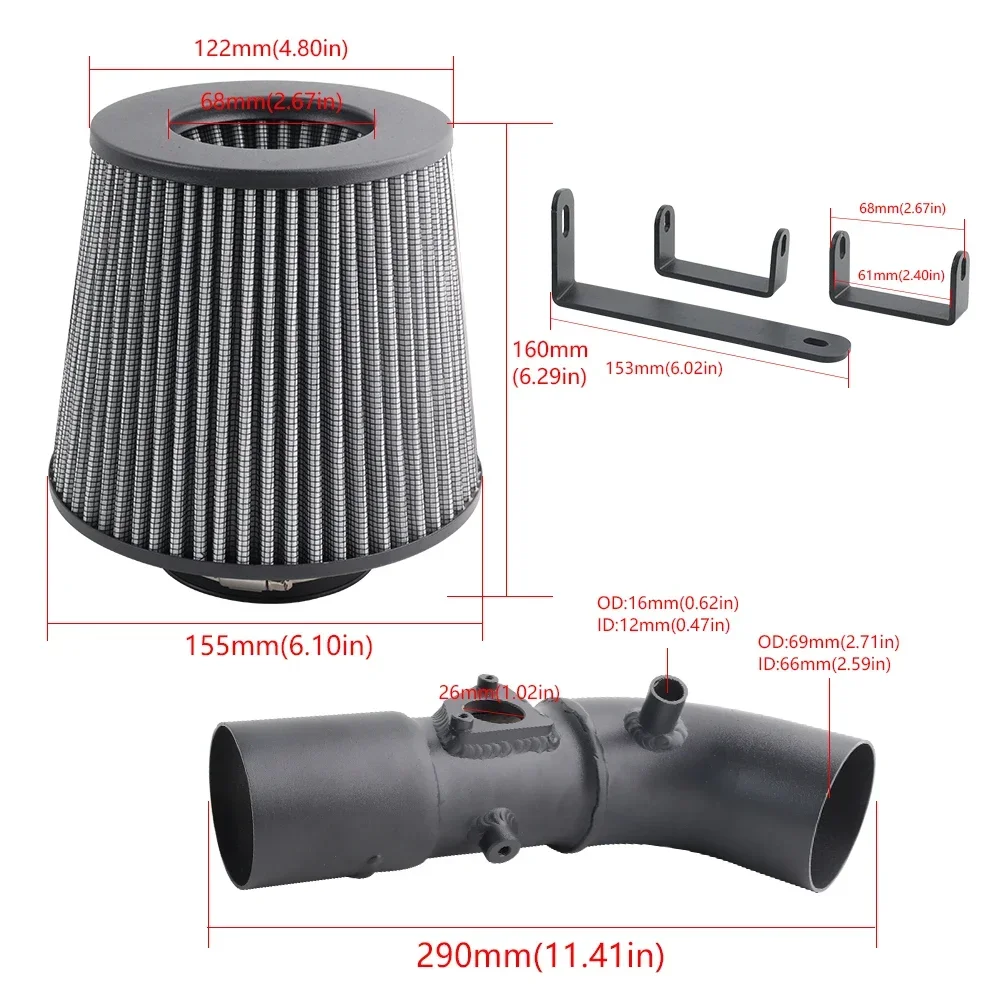 Cold Air Intake Kit+Filter with Heat Shield For 09-17 Corolla/16-17 iM 1.8L with 1.8L Engine