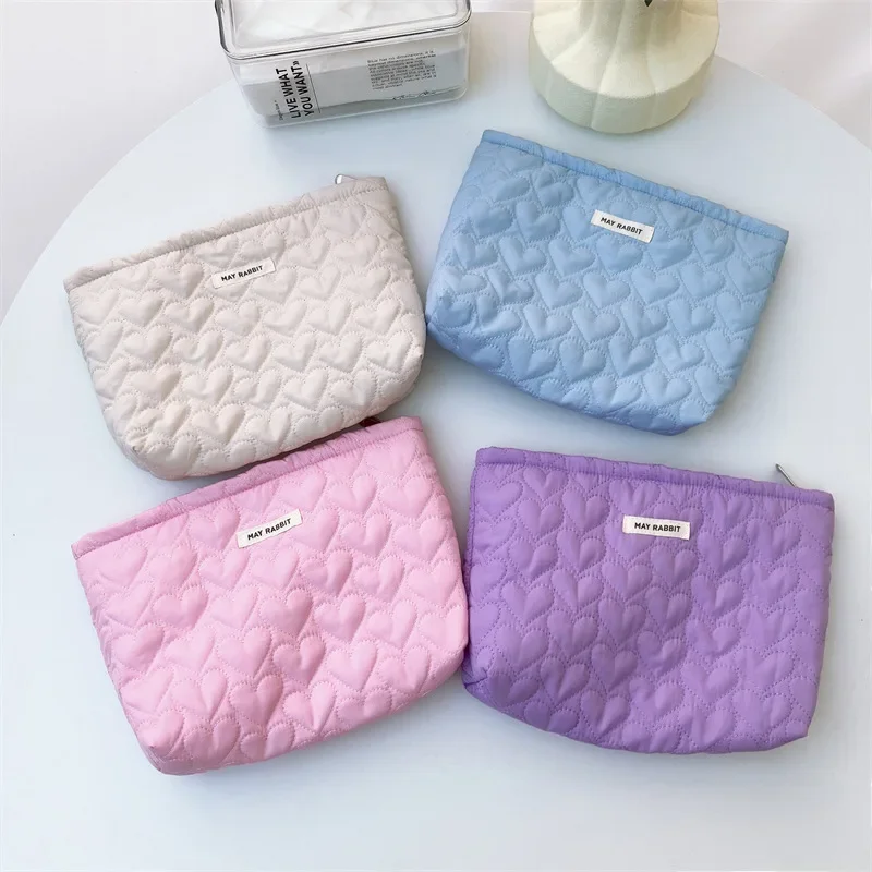 

Simple Solid Color Cosmetic Bag Women'S Lovely Flower Makaron Storage Bag Versatile Travel Cosmetics Storage Bag Organizer