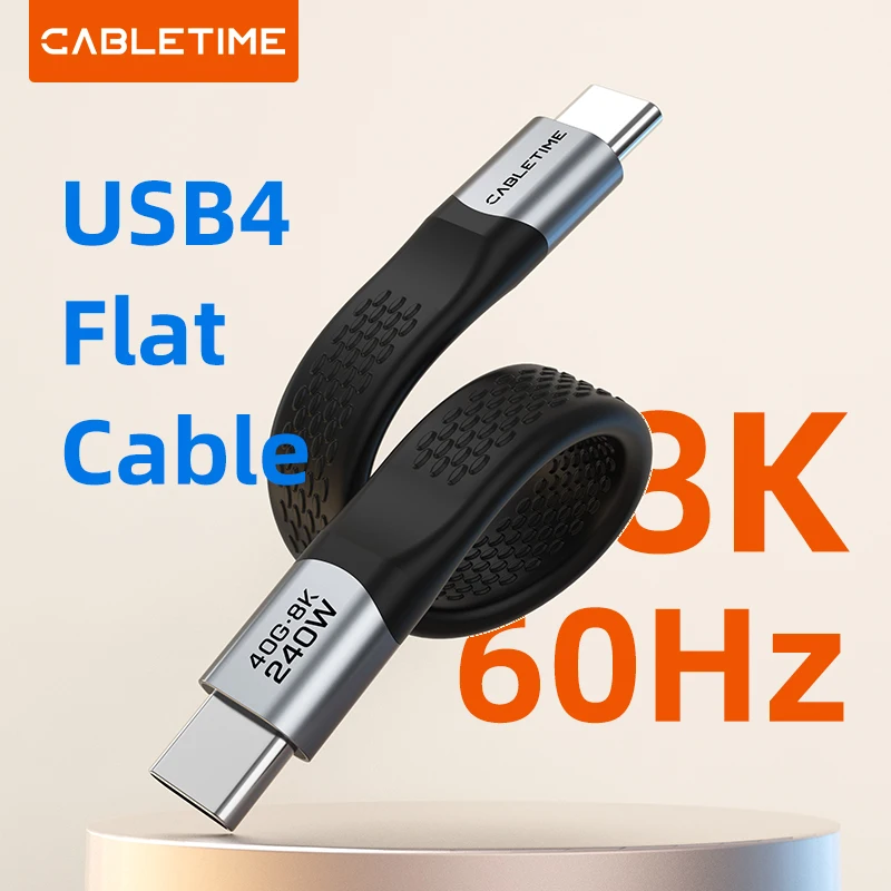 

Кабель CABLETIME USB-C, USB4, короткий, 40 Гбит/с, PD 240 Вт, 8K 60 Гц, Type-C на USB-C, для Thunderbolt 3, iPhone 16, 17
