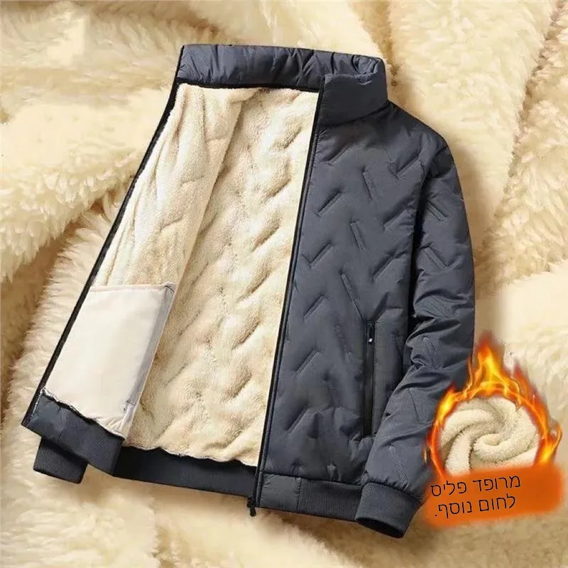 Men's Winter down Cotton Jacket Thickened Outdoor Sports Coat Windproof Large Size Warmth Lamb Velvet Filled Long Sleeve Zipper