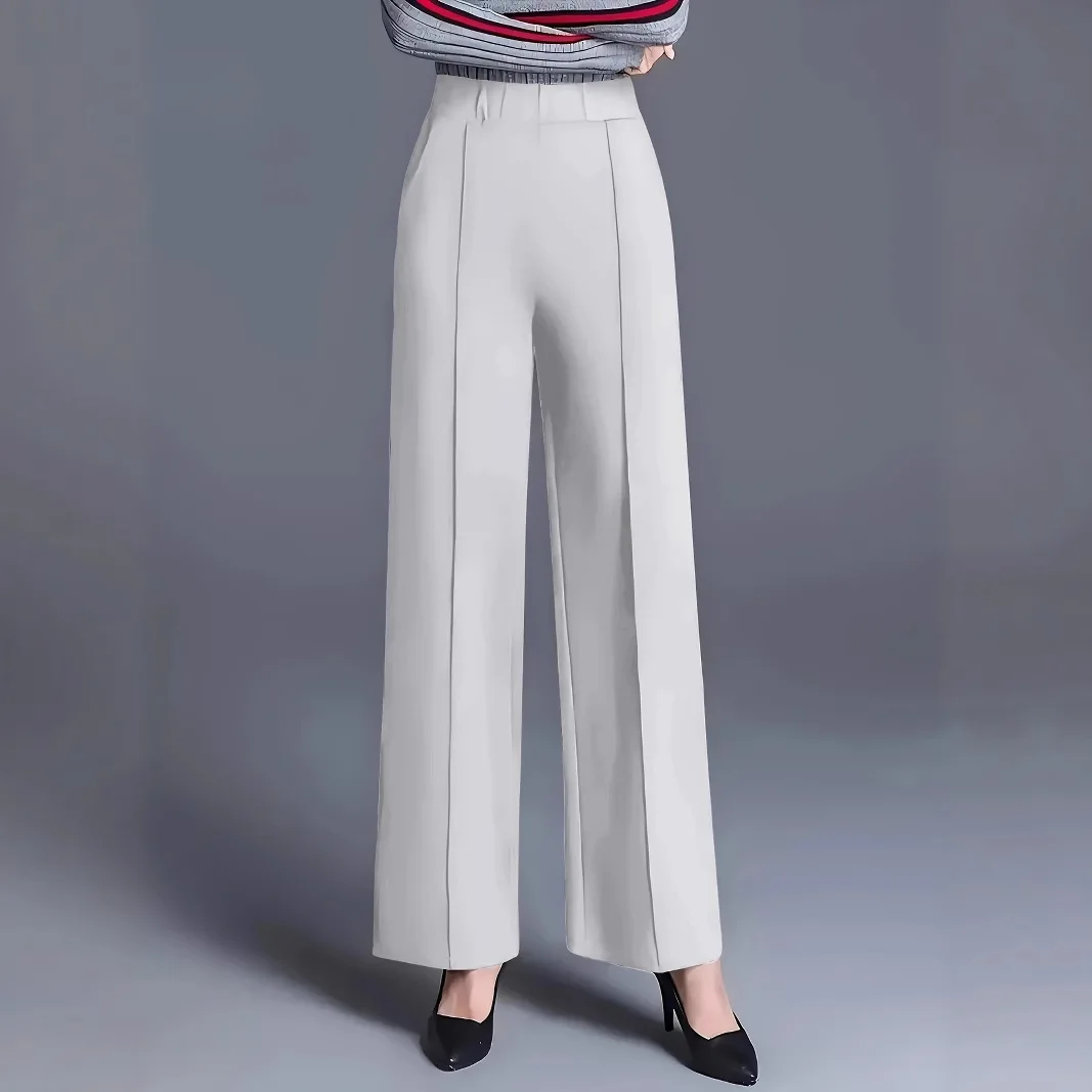 2026Women's New Fashion Trend Basic Versatile Solid Color Comfortable Casual Wide Leg High Waist Loose Slim Casual Pants Women's
