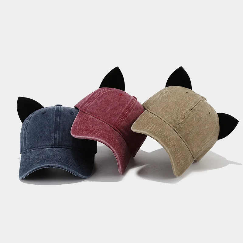 Niedliche Baseballkappe mit Katzenohren, Damen-Sommerkappe mit weichem Oberteil, personalisierte Mütze für Studentenpaare, Herren-Hip-Hop-Streetwear – Detail 3