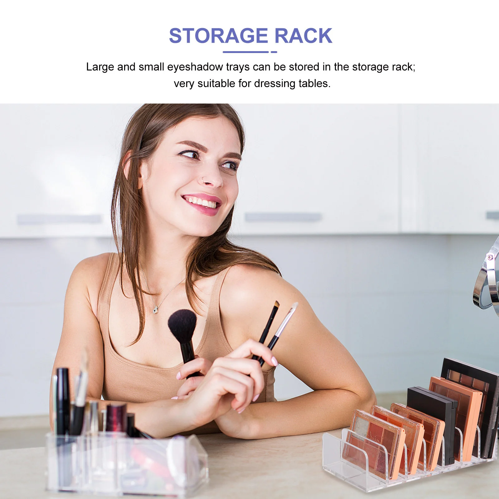 

Organizer Transparent Vertical Makeup Palettes Holder For Eye Shadow Blush Highlighter Pressed Powder Dividers