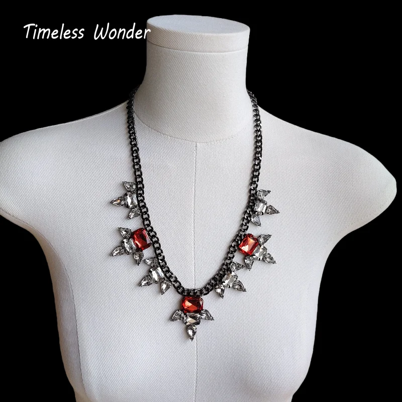 

Timeless Wonder Fancy Rhinestone Geo Pave Necklace for Women Designer Jewelry Goth Runway Trendy Art Deco Vintage Sweet Mix 4526