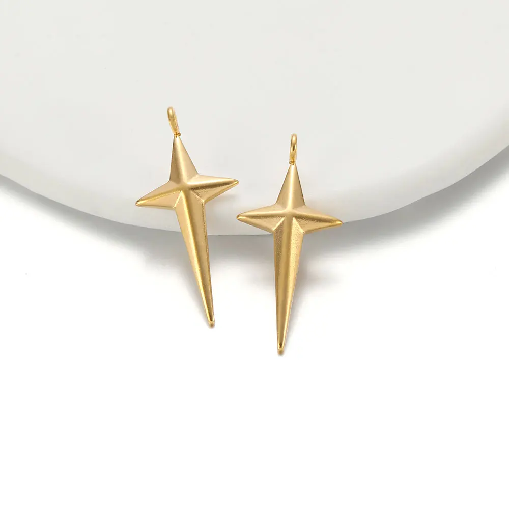 5Pcs Stainless Steel Gold Color Long Star Charms Pendant for DIY Pendants Necklace Jewelry Making Wholesale