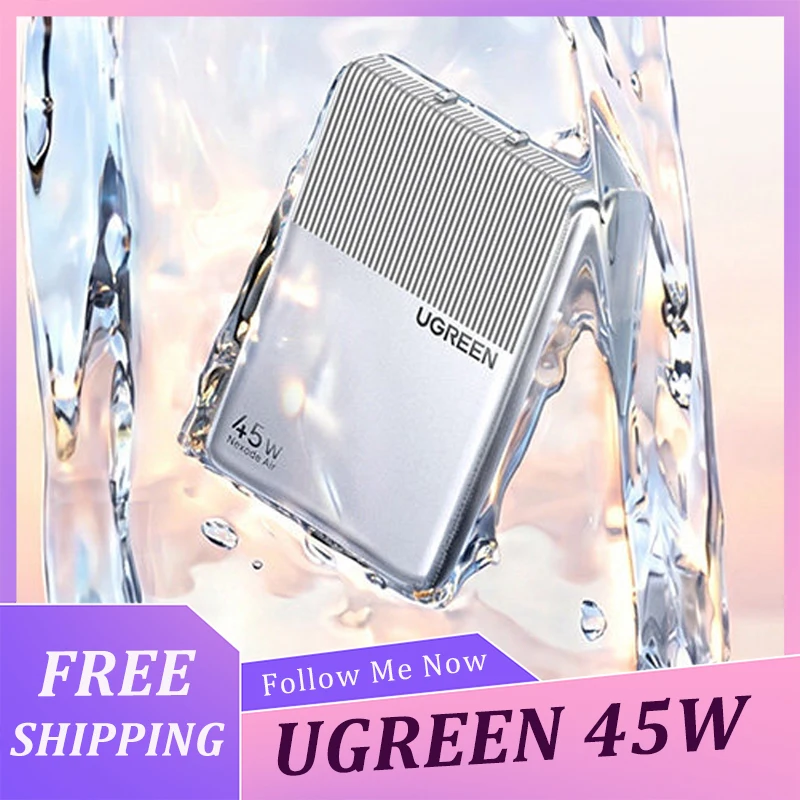 UGREEN 45W Ultra Thin Mini Ice Slice GaN Charger Low Temperature Cooling Portable Charger PD USB-C Fast Charging Plug For iPhone