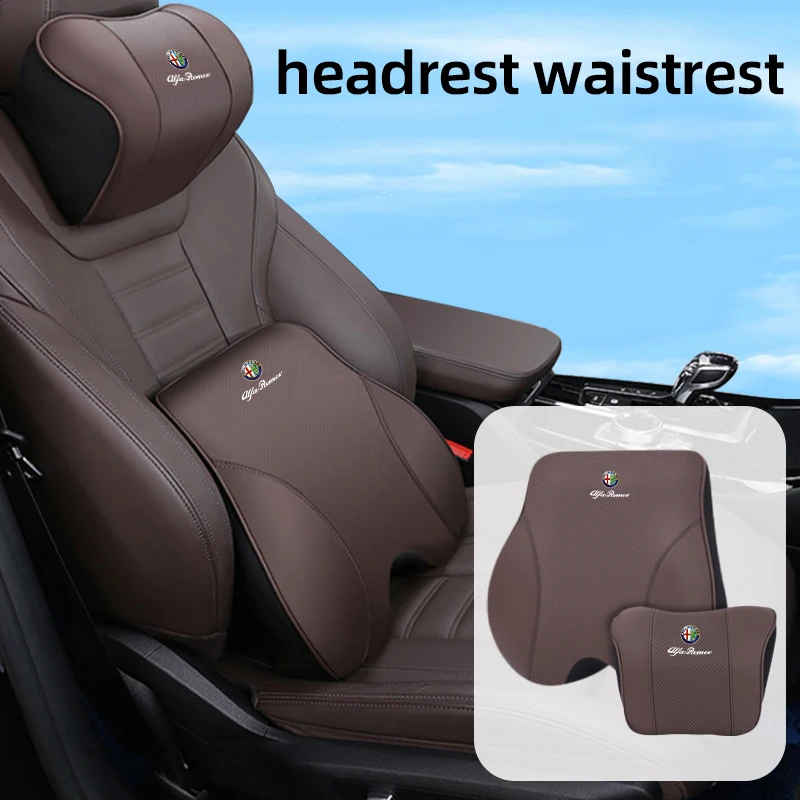 Car Lumbar Support Headrest Waist Neck Pillow Auto Seatrest Cushion For Alfa Romeo Giulietta 159 147 156 166 Mito Giulia Stelvio