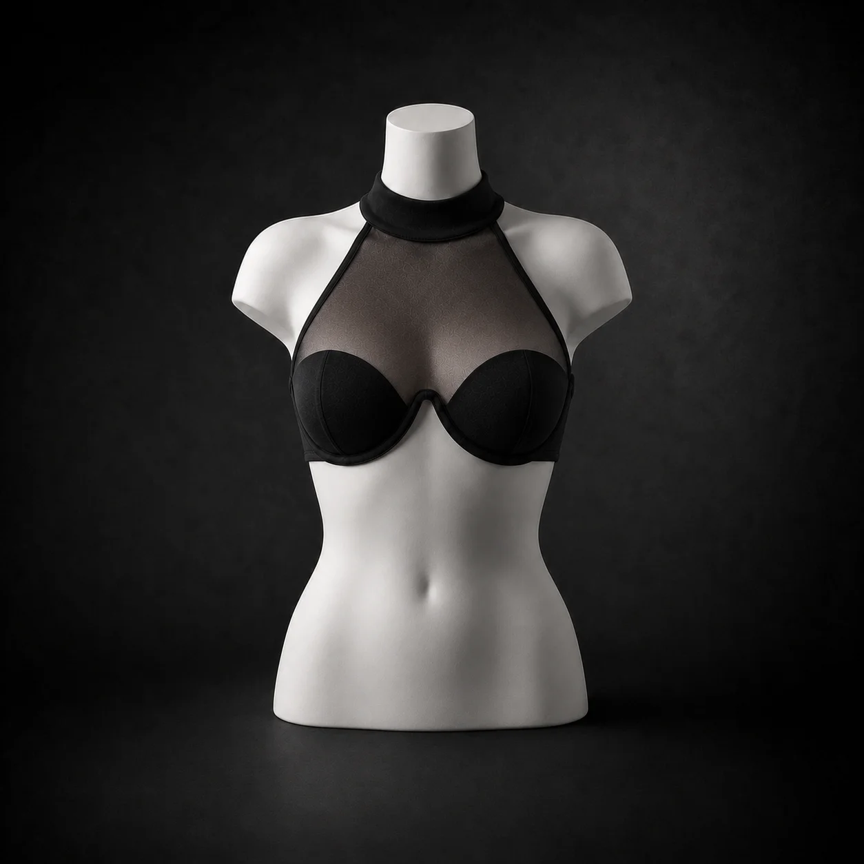 Sexy Halter Top Women's Sheer Mesh Underwire Bustier Women Bow Tie Back Form Fitting Cropped Top