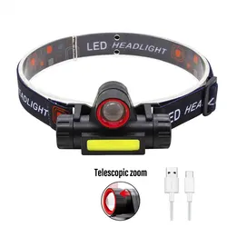 Outdoor Waterproof Camping Fishing Mining Lantern Headlight COB LED Headlamp Torch Rechargeable Headwear Flashlight With Magnet