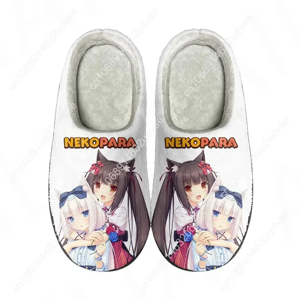 Nekopara Chocola Vanilla Home Cotton Custom Slippers High Quality Men Women Plush Fashion Casual Keep Warm Shoes Thermal Slipper