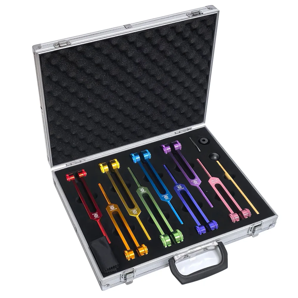fourchettes-a-diapason-en-alliage-d'aluminium-huit-couleurs-12622-1361-14127-17206-19418-ensembles-de-fourchettes-a-diapason-avec-sac