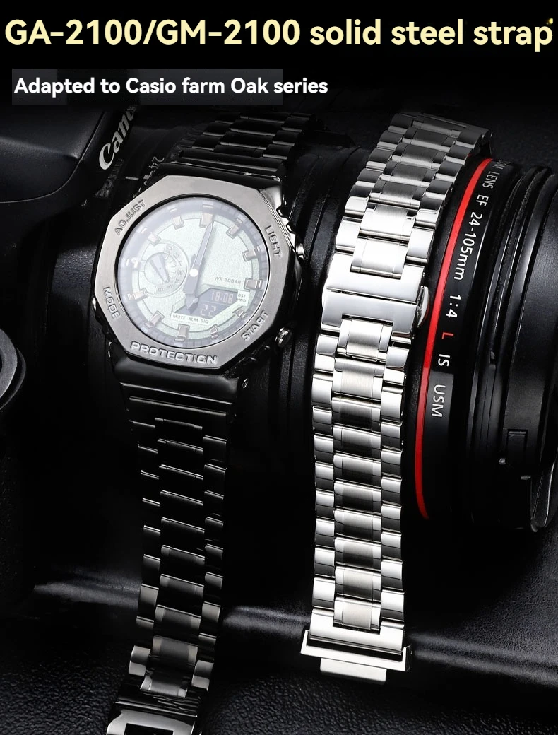 16mm Stainless Steel WatchBand For Casio G-SHOCK GBM-2100/GM-2100/GA-2100 GA2110 Modified Octagon Bracelet Replacement Strap