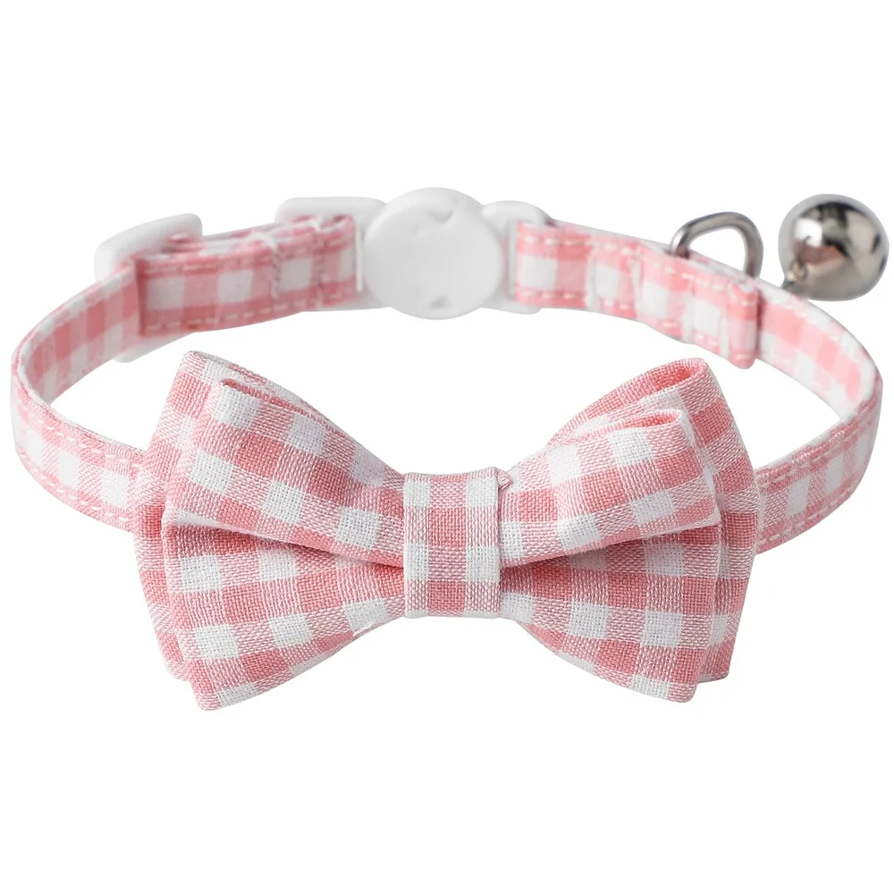 Bow Plaid Cat Collar Bow Adjustable Soft Dog Collar Bow Necklace Suitable For Small And Medium-Sized Pets The Best Gift