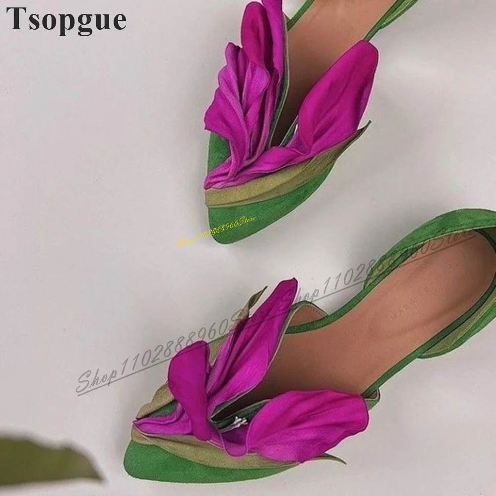 

Trending Mixed Color Floral Flock Pumps Flat With Shoes For Women Slip On Pointed Toe 2024 Fashionable Zapatos Para Mujere