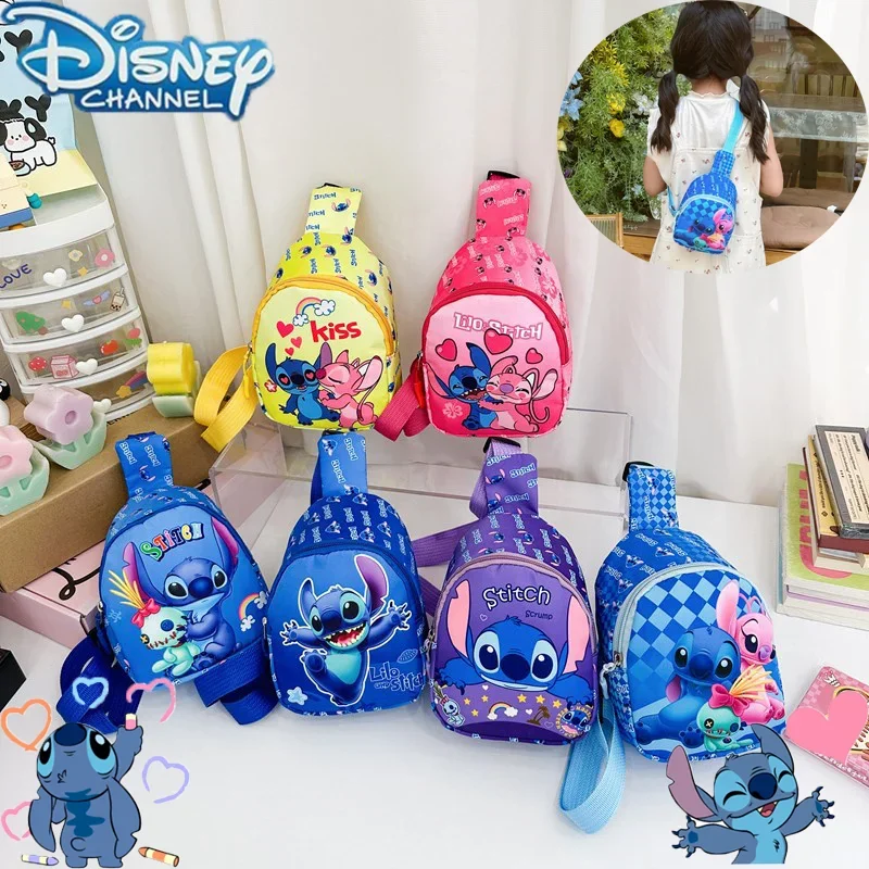 

2024 New Disney Stitch Cartoon Kids Bag Boys and Girls Fashion Crossbody Bag School Bag Children School Supplies Chest Bags Gift