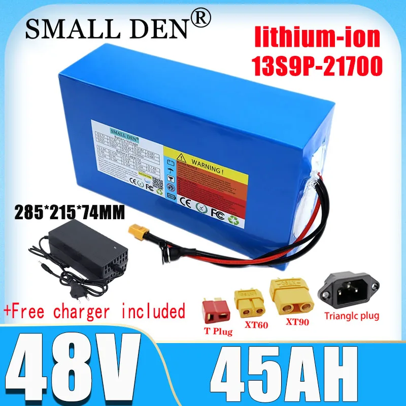 New 48V 45AH 21700 13S9P Lithium Battery Pack 0-2500W with Built in BMS Scooter Bicycle Rechargeable Cycle Battery tax exempt