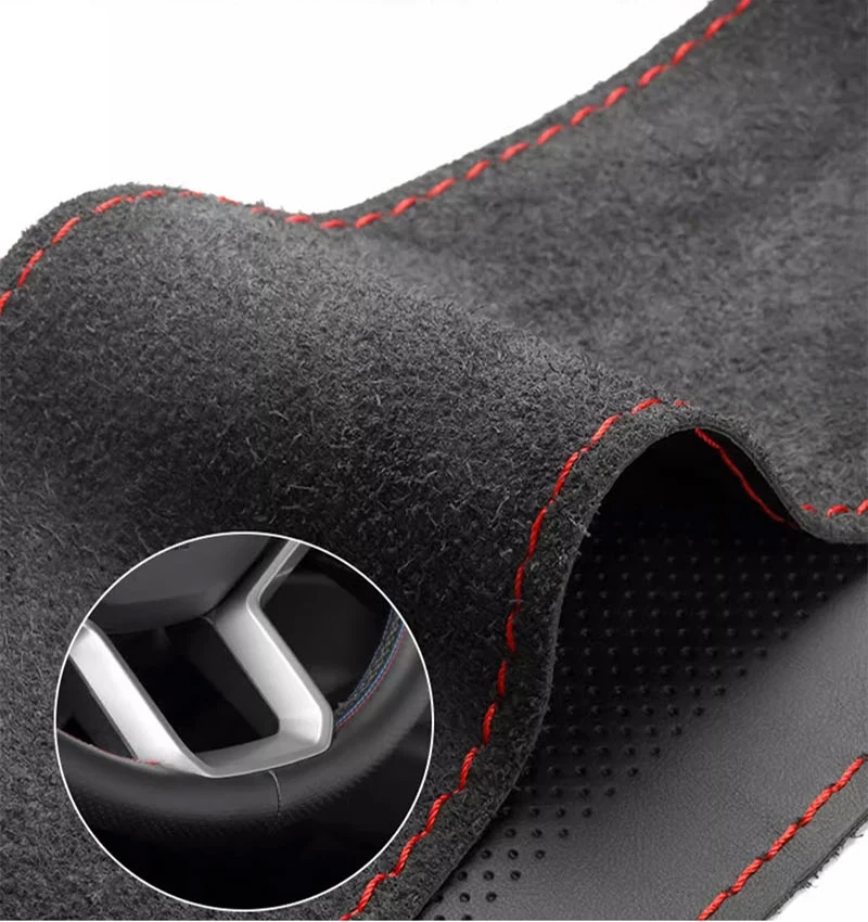Leder-Lenkradbezug zum Aufnähen, passend für 38 cm (14 Zoll), DIY-Lenkrad, atmungsaktiv und rutschfest, Autoprodukte – Detail 9