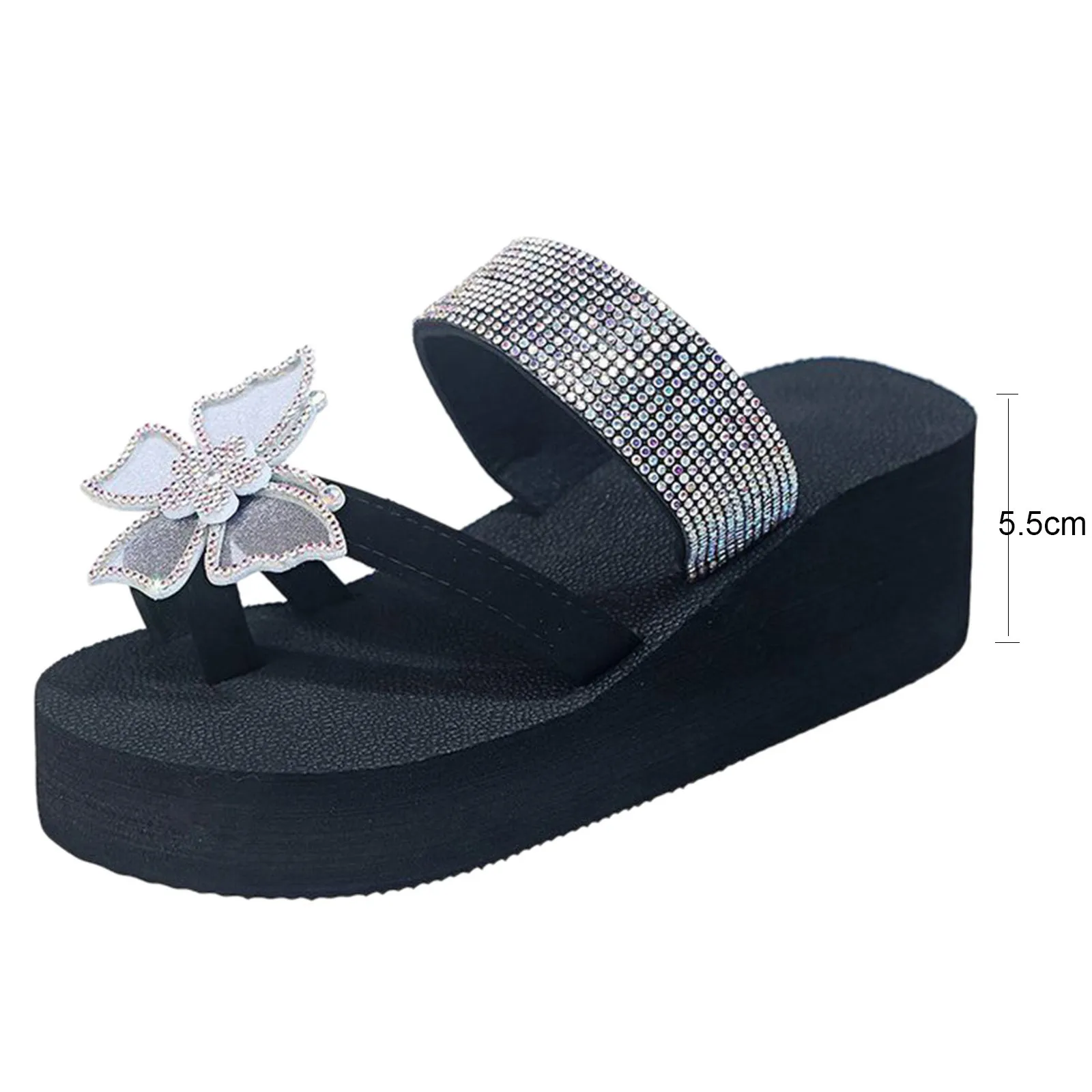 2023 Summer Women\'s Fashion Silver Rhinestone Flat Heel Sandals Bling Diamond Narrow Band Flip Flops Beach Casual Slippers Women