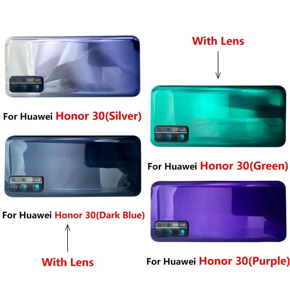 NEW For Huawei Honor 30 30S 30 Pro Battery Back Cover Glass Rear Door Replacement Housing Case With Adhesive With Camera Lens