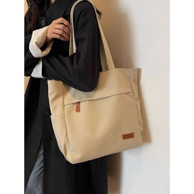 

Canvas Bag Large Capacity New Student Class Versatile Casual Simple Single Shoulder Tote