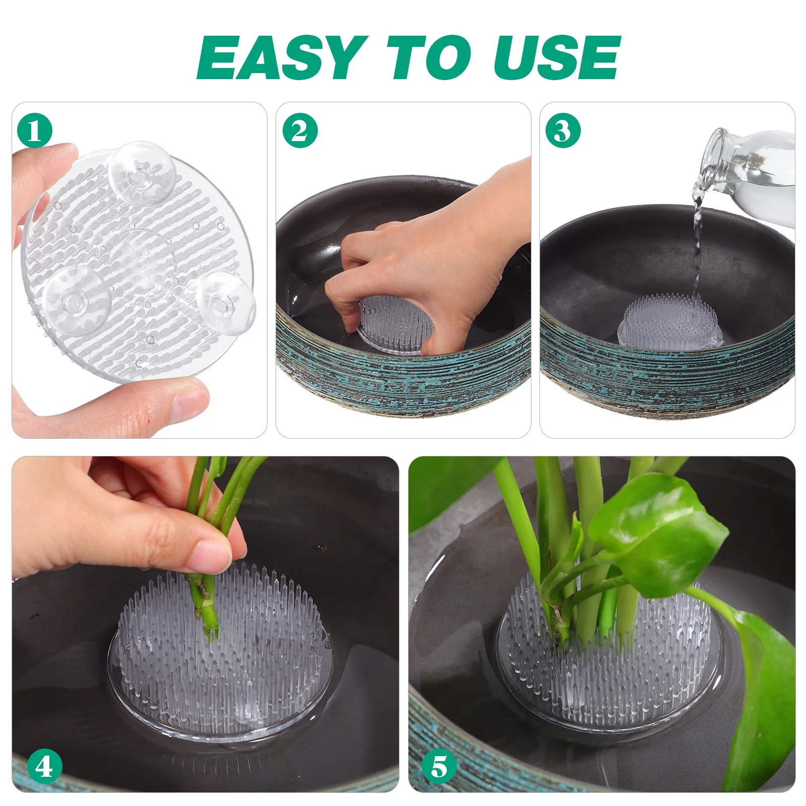 

Flower Arranging Tools 3 Suction Cups Plastic Grid Frogs Vase Supplies Clear Round Home Decoration Stable NonTipping Floral