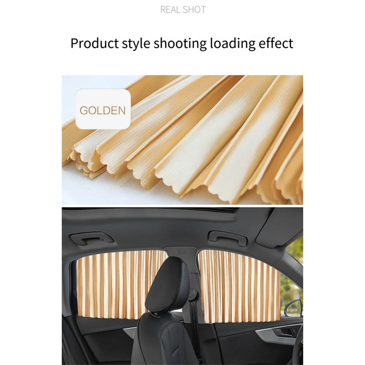 1 Pair Gold Front Car Sunshade Automatic Retractable Car Curtains Car Window Sun Protection for Car Insulation