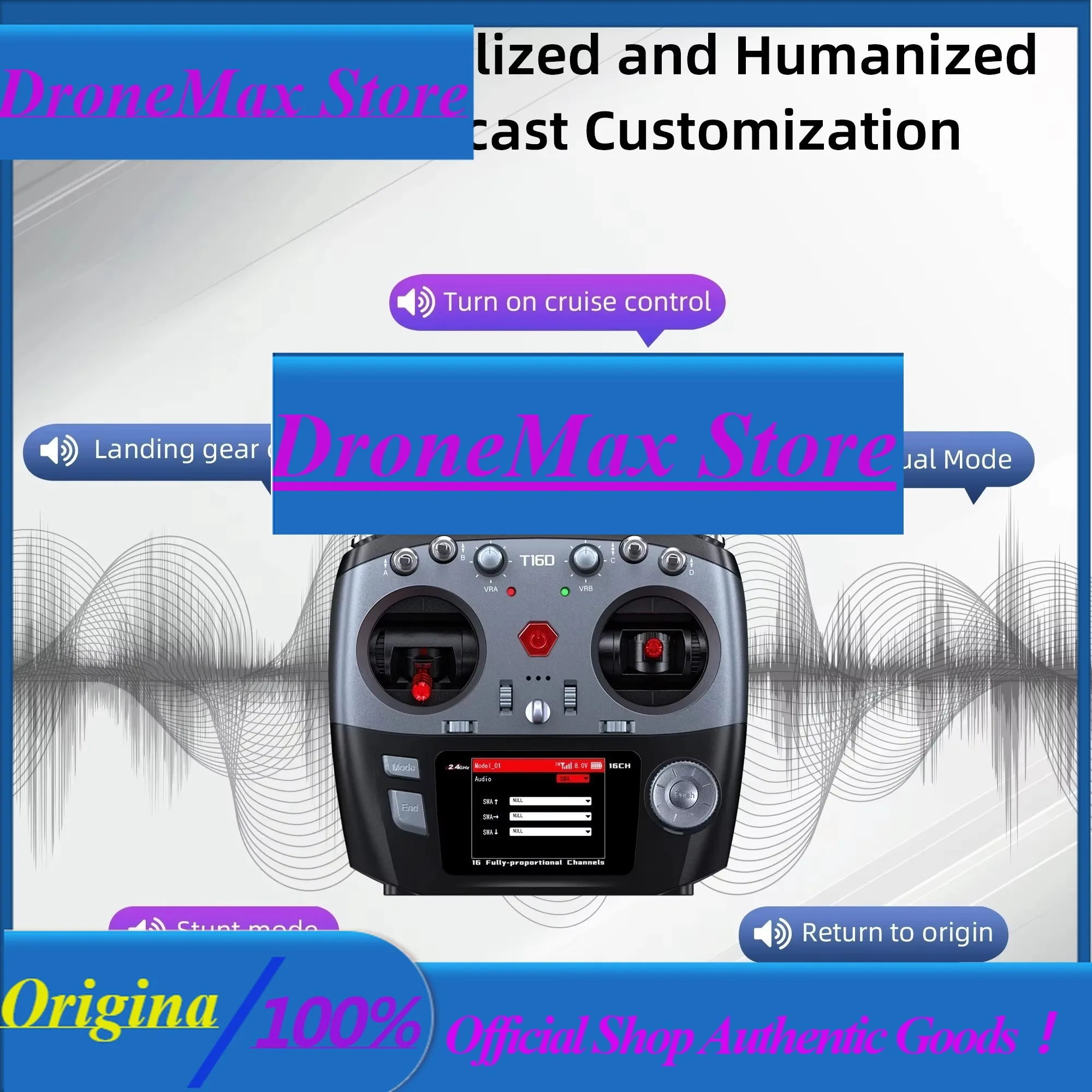 DroMaRadiolink T16D 16 Channels 2.4G RC Transmitter And R16F Receiver Support ELRS Module 3ms Response For FPV Freestyle Drone