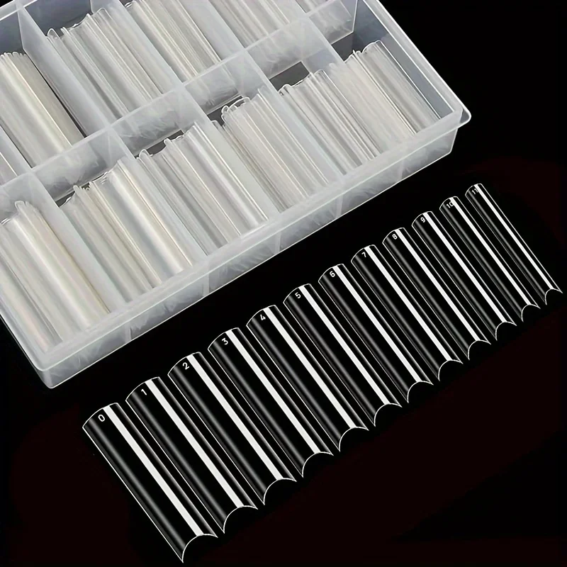 240Pcs Boxed Water Pipe Nail Tips French Square Head Extra Long Coffin Half Cover Extra Long Female Extra Long Nail Tips Transpa