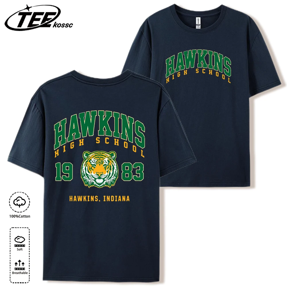 Hawins High School Design Herren Retro T-Shirt Lässiges Oversize T-Shirt Trendige Baumwollkleidung Sommer Unisex Rundhals Kurzarm