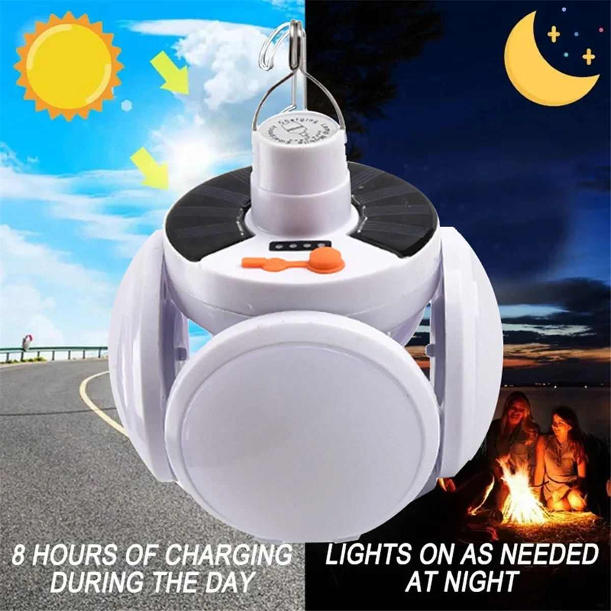 A95I-Solar Energy Camping Lamp USB Rechargeable LED Remote Control Foldable Lantern Portable Emergency Lamp