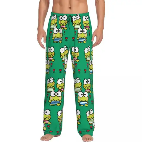 사용자 정의 인쇄 남자 Keroppi 파자마 바지 만화 귀여운 잠옷 수면 라운지 바지 주머니와 함께
