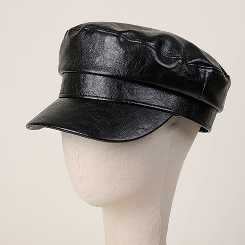 

PU Leather Cap Women Octagonal Hat Autumn Windproof Warm Accessory For Winter Outdoor Casual