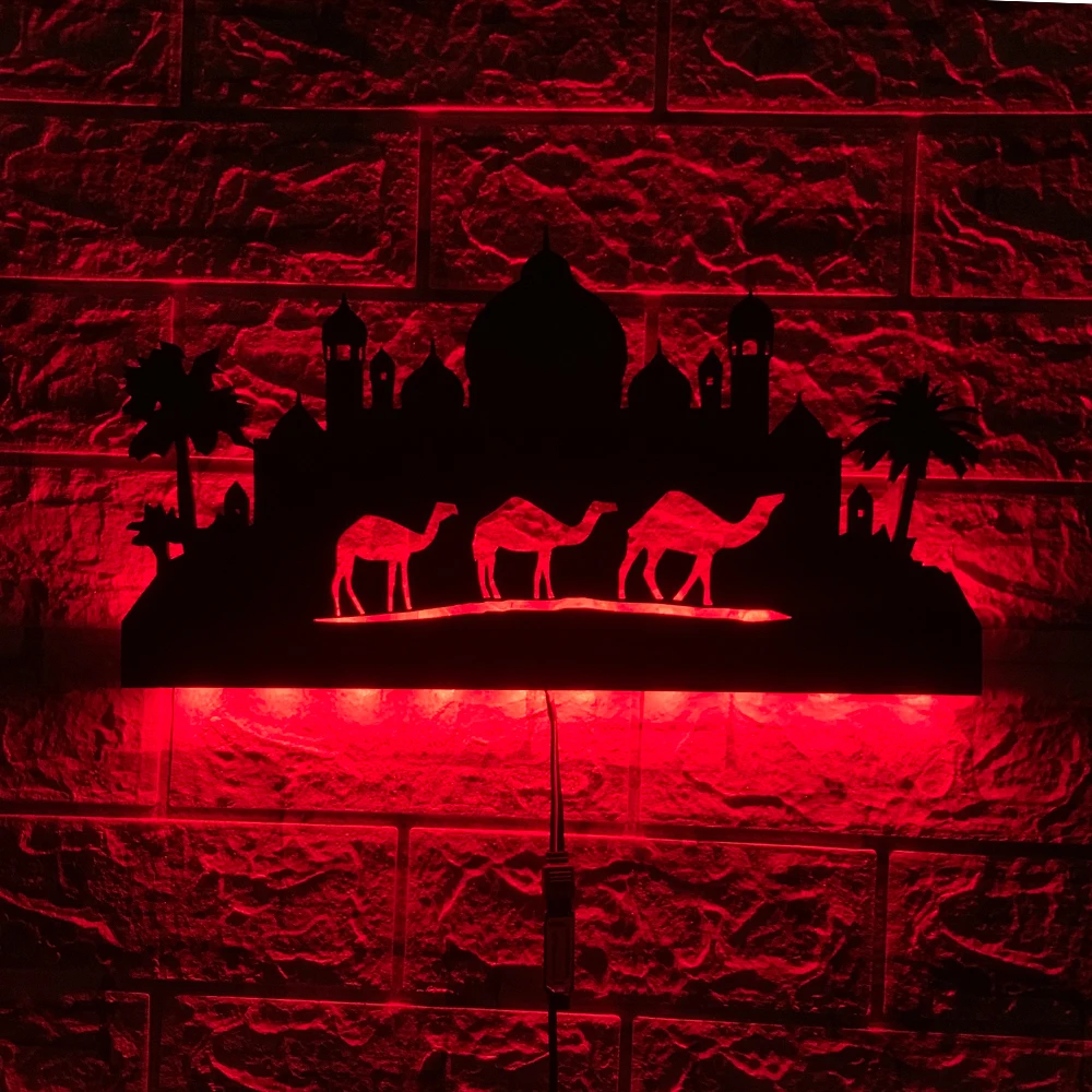 ZK50 Nordic Hollow Camel Castle LED Wall Lamp Interior Decoration USB Night Light Remote Control Suspended Ambience Light