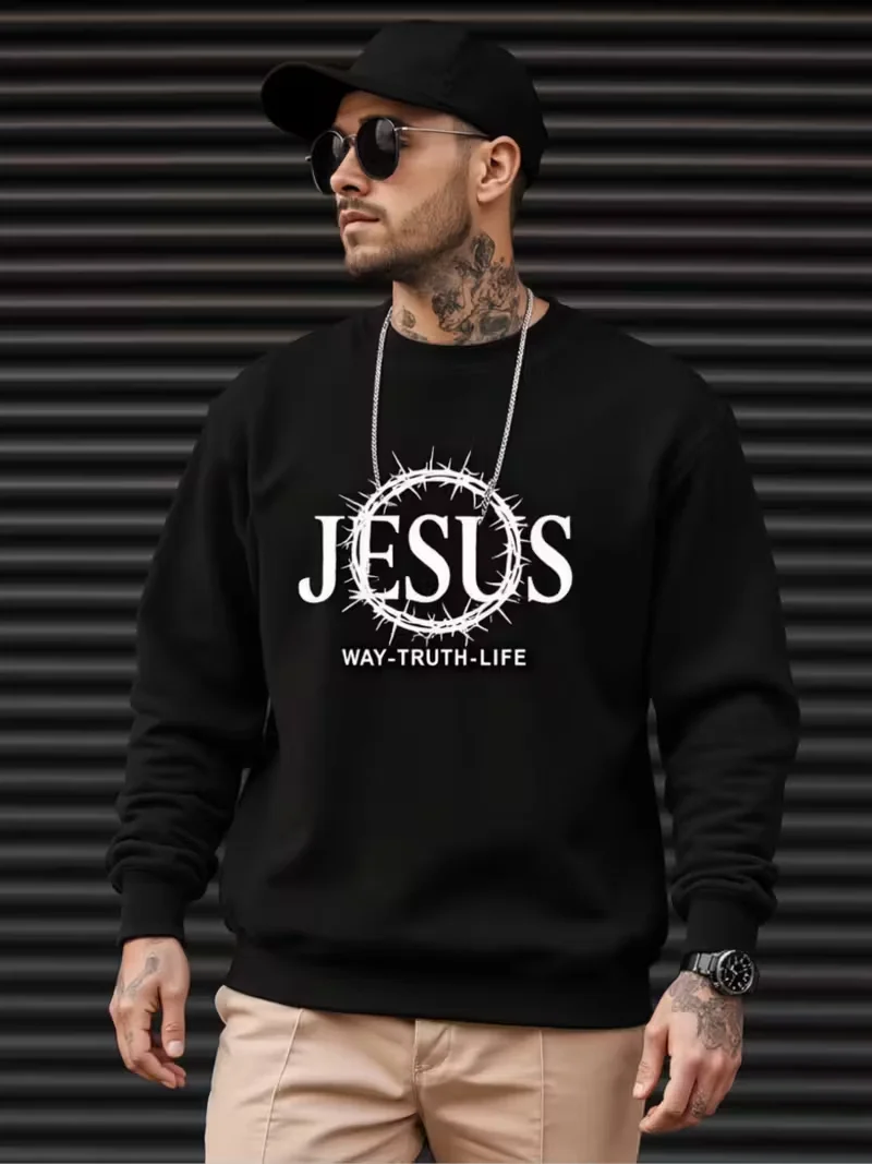 

Мужская толстовка с круглым вырезом, забавный графический принт, черная уличная толстовка с круглым вырезом для повседневной повседневной носки, рождественский длинный рукав