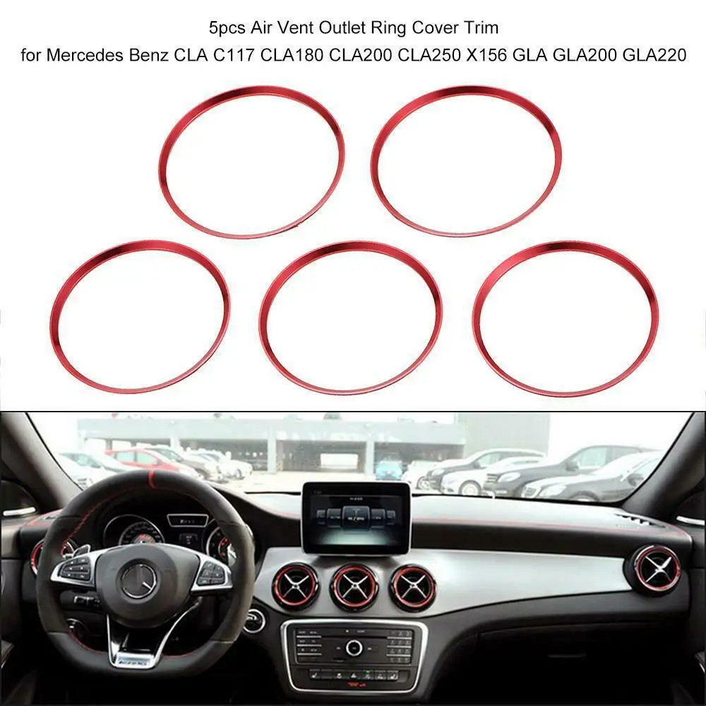 

5Pcs/Set Air Conditioner Vent Outlet Ring Trim Decor for Mercedes Benz A B GLA CLA Class W176 W246 C117 X156 AMG 2012-2018