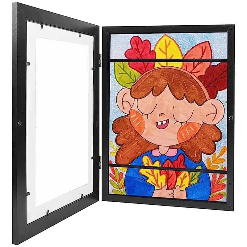 Open Frames For Children's Drawings, Fillable Art Frames For Children, Max A4 Art Frames, Black, Pack Of 2-POS