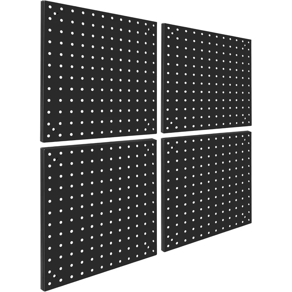 

Steel Pegboard Panels for Garage Office Craft Room Kitchen Tool Organizer Pack of Four Black 12x12