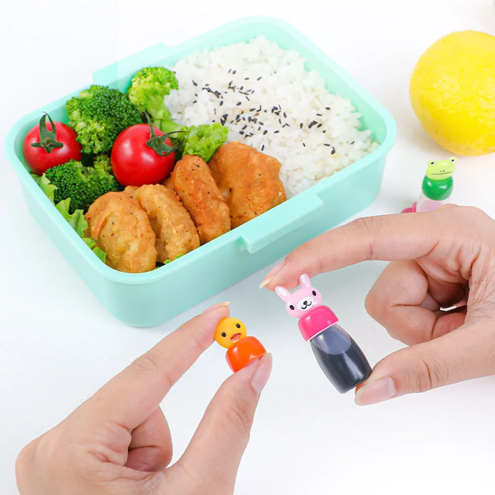 3pcs/set Mini Seasoning Sauce Bottle Small Containers Lovely Rabbit Frog Duck Bottles For Bento Lunch Box Kitchen Jar Accessory