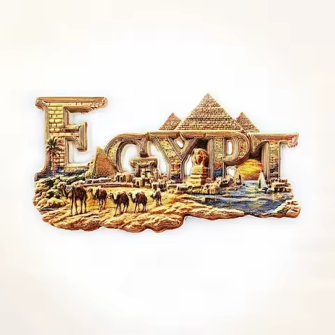 Egyptian Pyramid Caravan Fridge Magnet - 3D Desert Souvenir Ancient Civilization Decor Unique Nile Gift