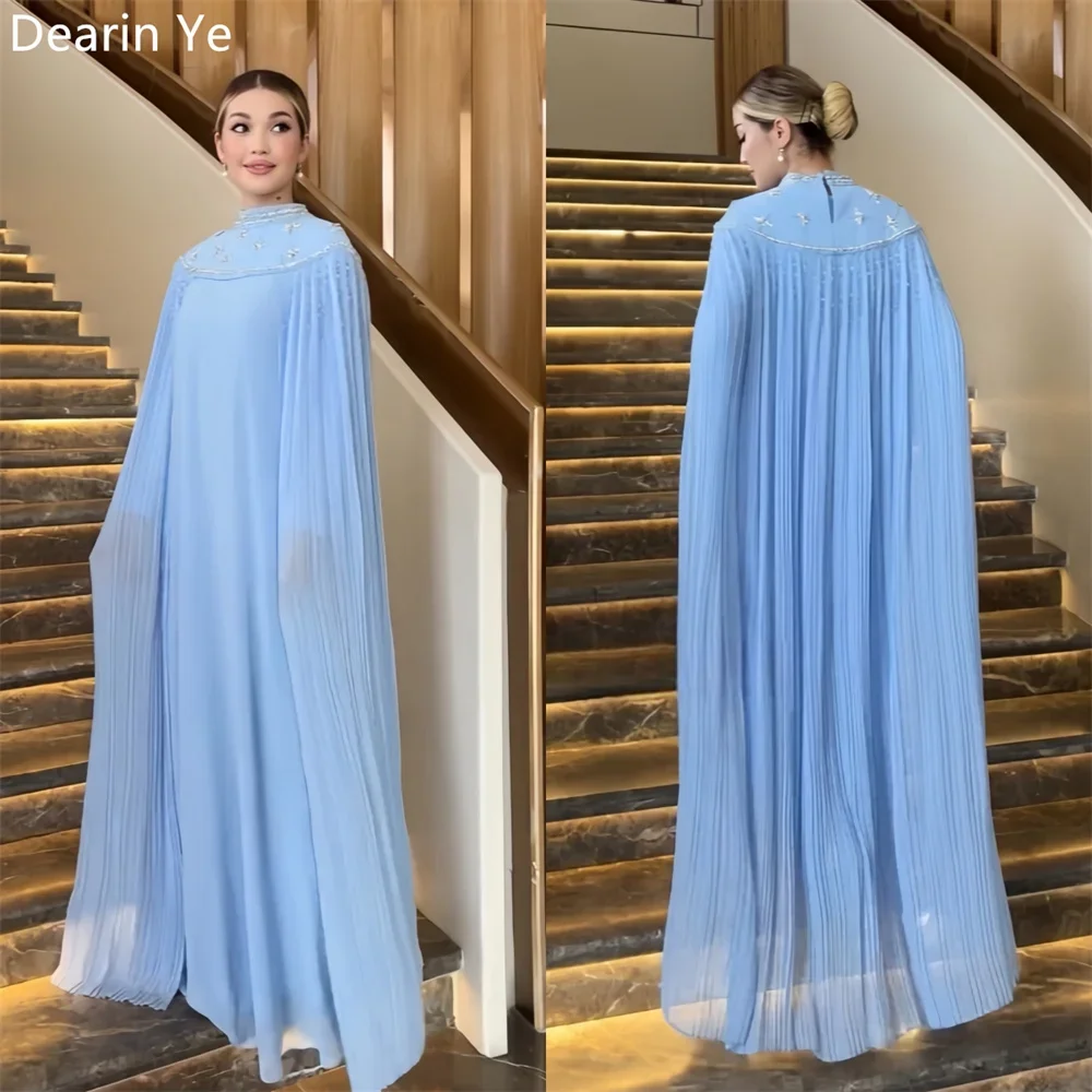 

Customized Prom Gown Formal Dearin Scoop Neckline A-line Floor Length Skirts Draped Tulle Bead Bespoke Occasion Dresses Saudi Ar