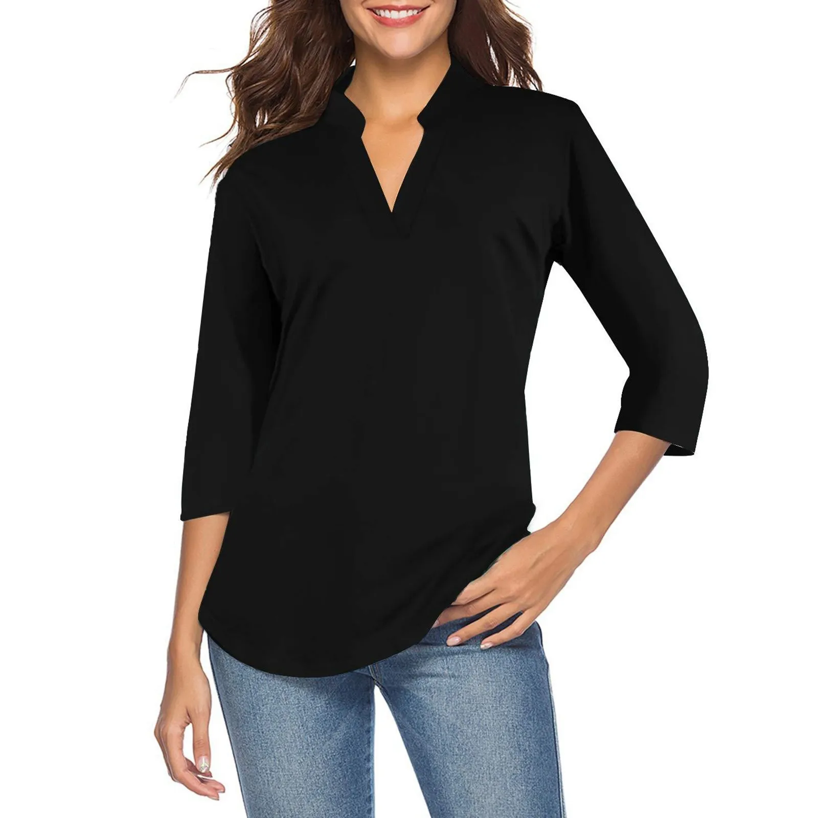 

Women's Blouse Long Sleeve V-Neck Slim Fit Blouses 2024 Ladies Casual Loose Shirt Feminina Blusas Camisas Elegant Femme Tops